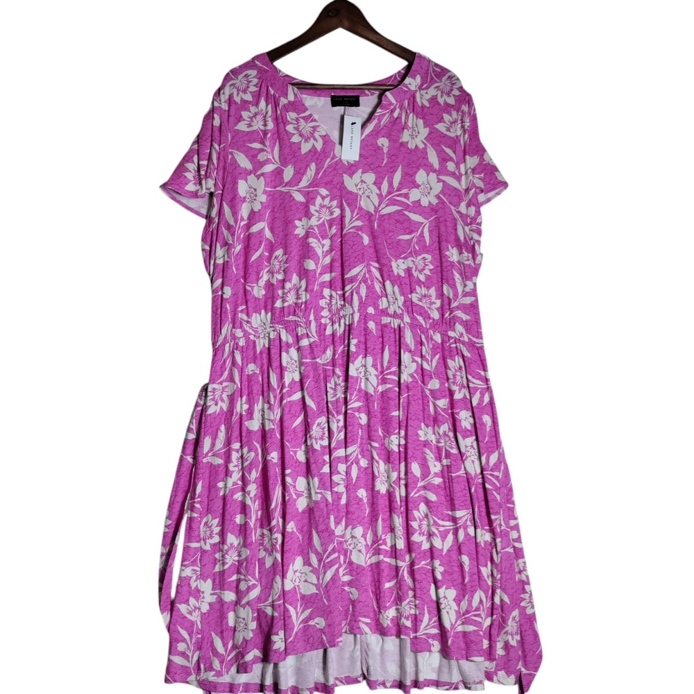 Lane Bryant Pink And White Floral Midi‎ Dress Size 22/25 NWT